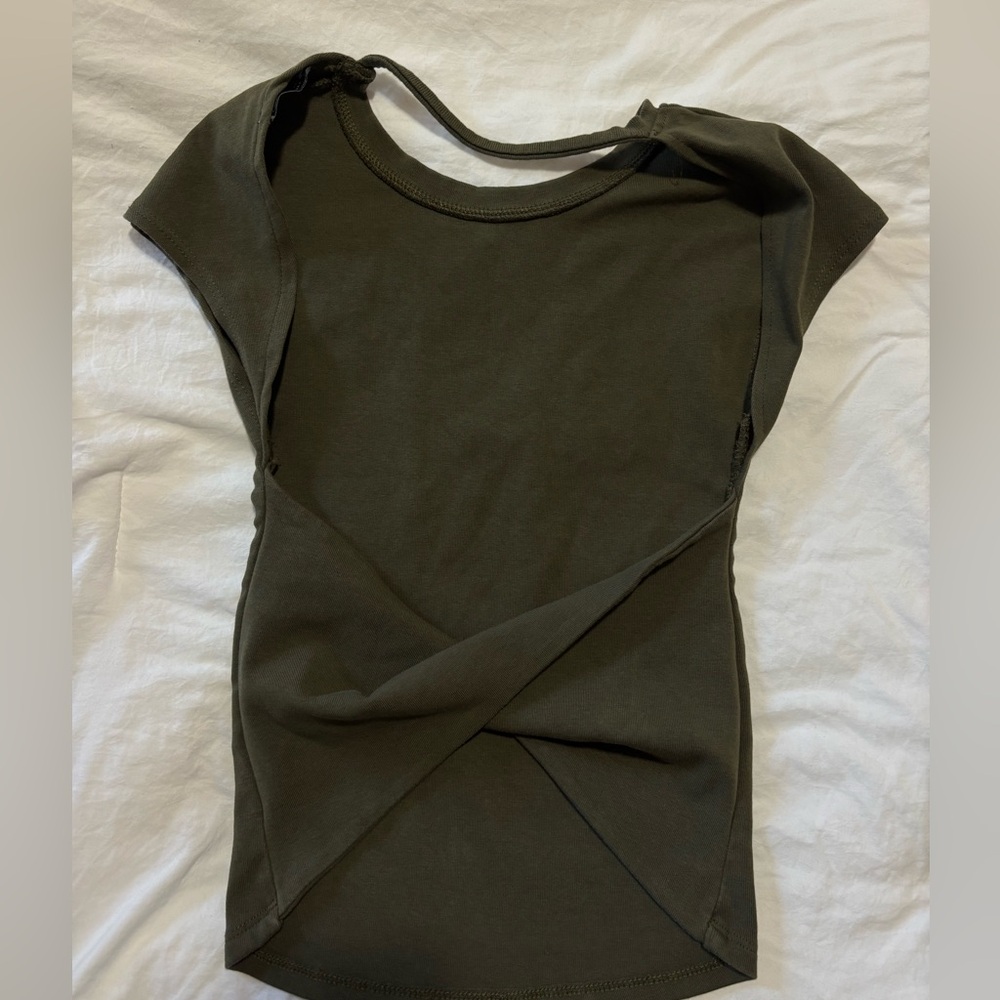 Zara Dark Olive Short Sleeve Top
